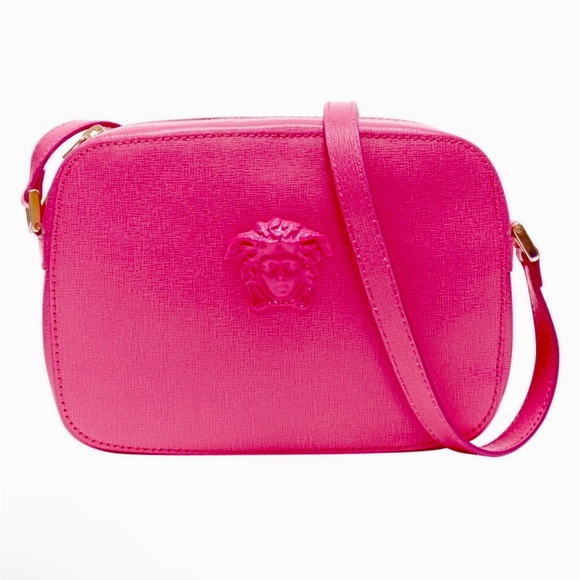 VERSACE Fuchsia Pink Palazzo Medusa Crossbody Camera Bag Calfskin NEW